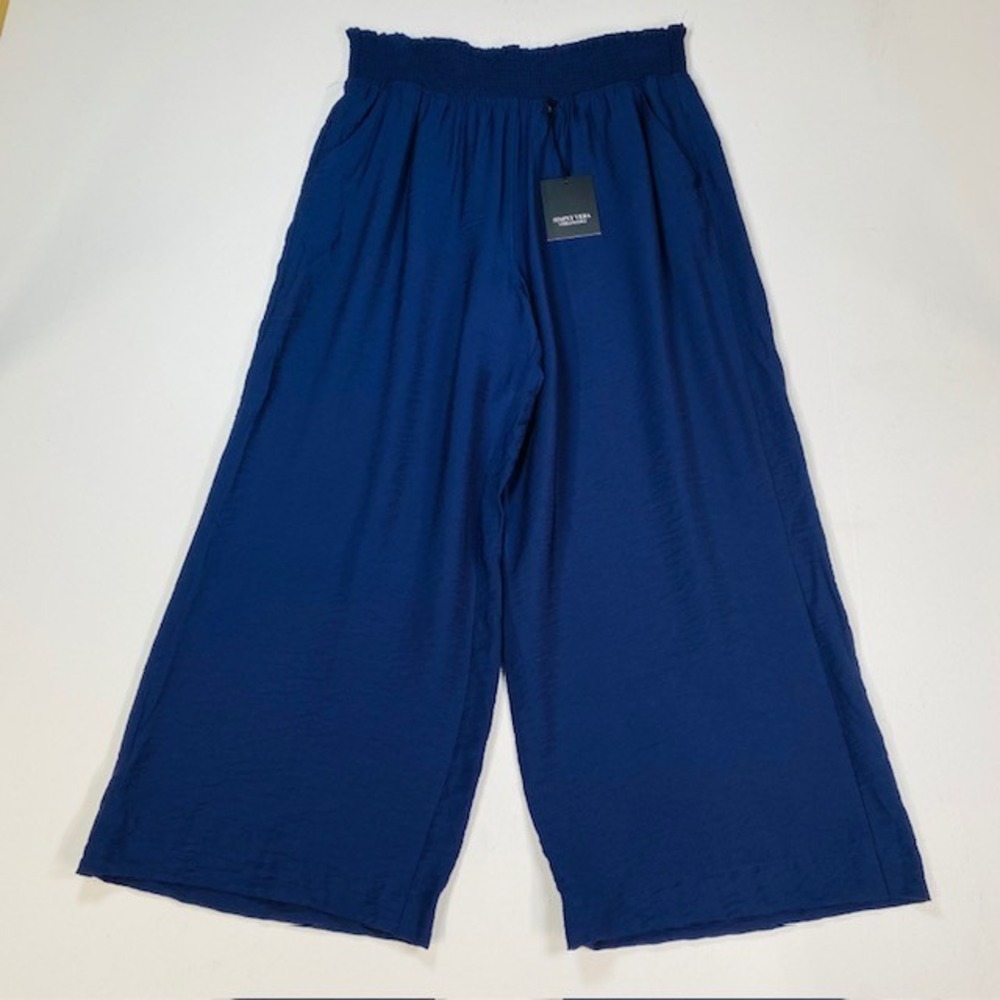 Simply Vera Vera Wang Womens Large Maritime Blue High Rise Wide Leg Pull On Pant